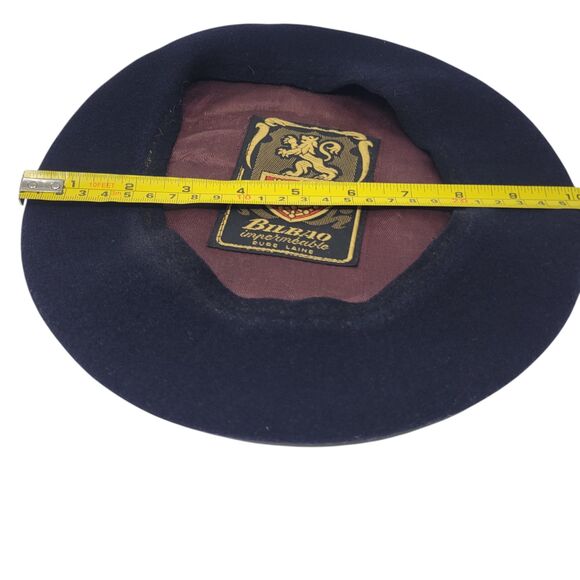Vintage Bilbao Black Pure Wool Beret Hat Football - Picture 8 of 8